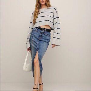 NEW Reformation Jagger Denim Midi Skirt Size 25